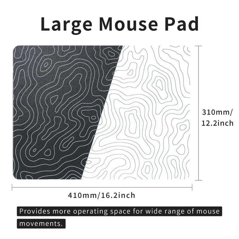 GMKWTL XVX Glass Mousepad for Gaming, Topographic Hard Gaming Mouse pad, Professional Large Mouse Mat 410mm*310mm, Special Glass Surface with Improved Precision and Speed - Image 2