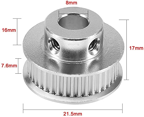 3DINNOVATIONS GT2 Timing Belt Pulley 30 Teeth Bore 8mm, Aluminum Synchronous Wheel for 3D Printer 6mm Width Timing Belt (Pack of 1pc; 30T-8mm) - Image 2