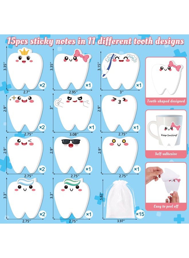 Seagoodbye 30Pcs Nurse Week Dental Assistant Appreciation Tooth-Shaped Sticky Notes and Ballpoint Pens Gifts, Dentist Post it Notepad for Employees Christmas Holiday Birthday Party Supplies - Image 4