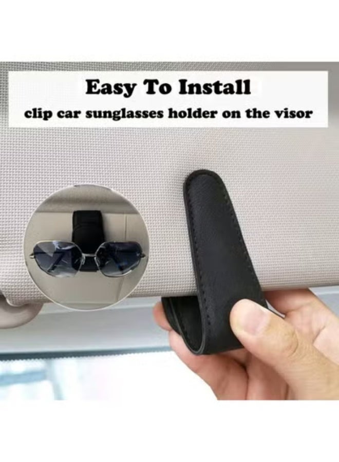 COYO Sunglass Holder for Car, Magnetic Leather Sunglasses Holder and Ticket Card Clip, Car Visor Accessories, 2 Packs (Black) - Image 5