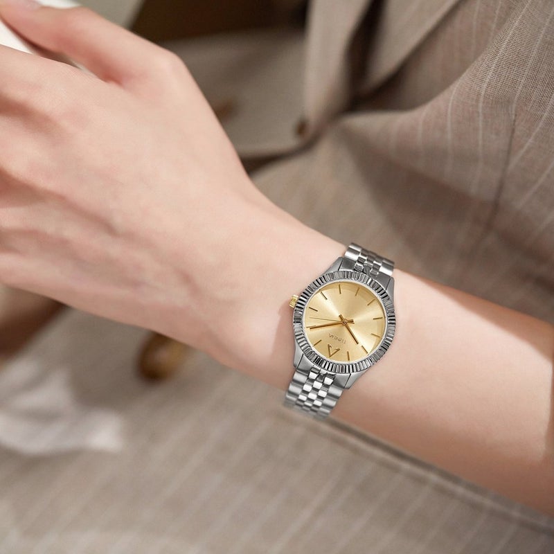 ترندا ساعة نسائية من TRNDA بهيكل من الفولاذ المقاوم للصدأ الفضي وسوار من الفولاذ المقاوم للصدأ الفضي - Image 2