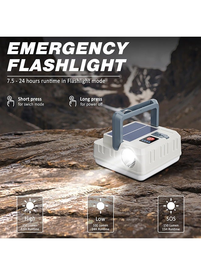 XiuWoo Solar Camping Lantern Flashlights, DIBMS LED USB Rechargeable Hanging Power Bank Waterproof Lights for Camping Hurricanes Emergency Power Outages Indoor Outdoor  - Image 3