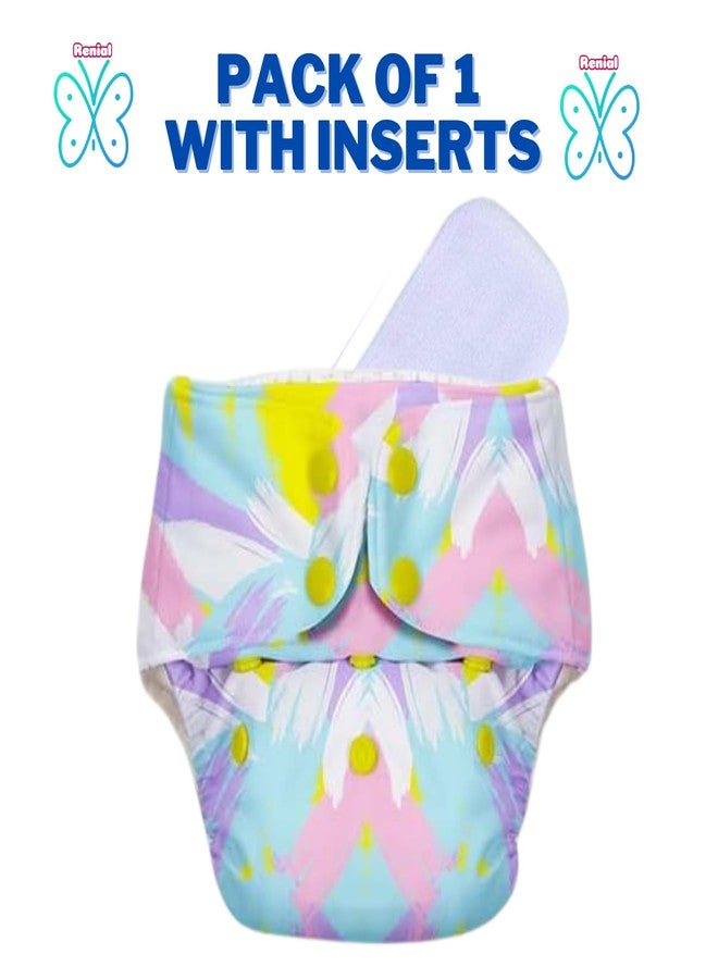 RENIAL Soft Organic Reusable Cloth Diapers | Leakage Proof Reusable Cloth Diaper with UltraThin pads| Freesize for 3 Months to 3 Years Multicolor Print (Pack of 1) - Image 3