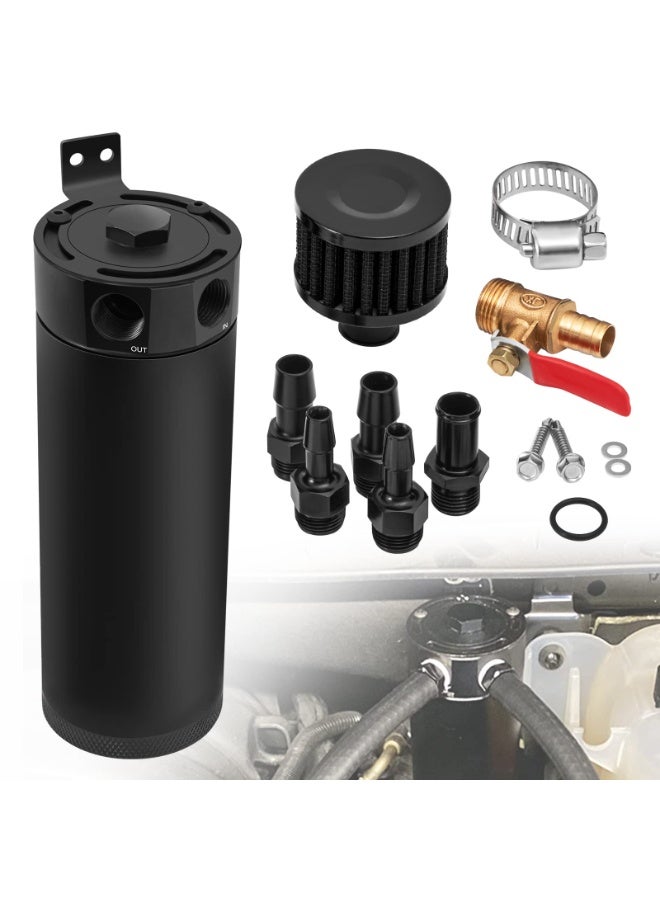 general Universal 2 Port Aluminum 750ml Baffled Oil Catch Can Reservoir Tank with Breather Filter and Drain Valve - Image 1