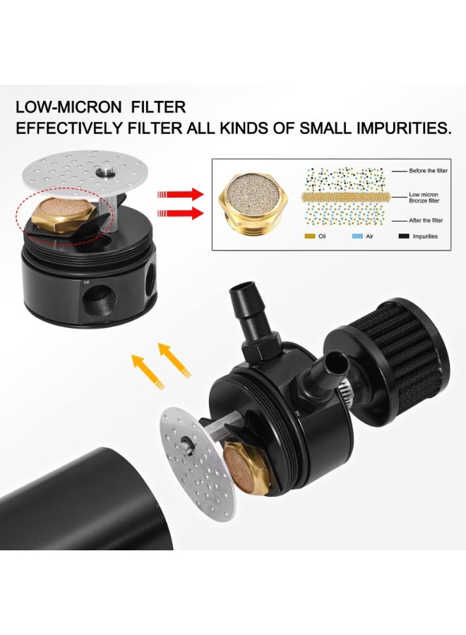 general Universal 2 Port Aluminum 750ml Baffled Oil Catch Can Reservoir Tank with Breather Filter and Drain Valve - Image 4