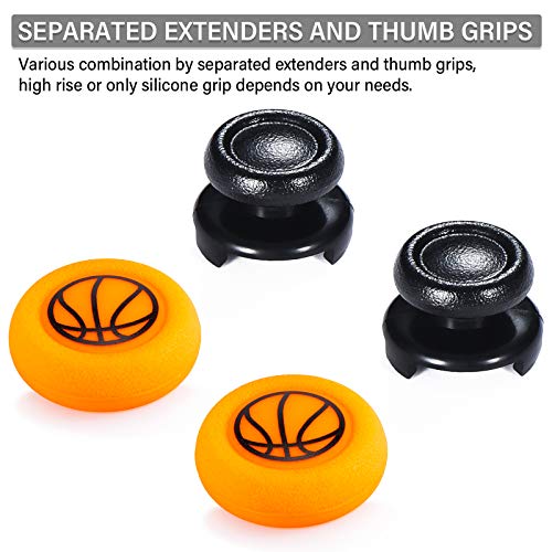 Playrealm FPS Thumbstick Extender & Printing Rubber Silicone Grip Cover 2 Sets for PS5 Dualsenese & PS4 Controller (Basketball) - Image 3