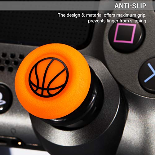 Playrealm FPS Thumbstick Extender & Printing Rubber Silicone Grip Cover 2 Sets for PS5 Dualsenese & PS4 Controller (Basketball) - Image 5