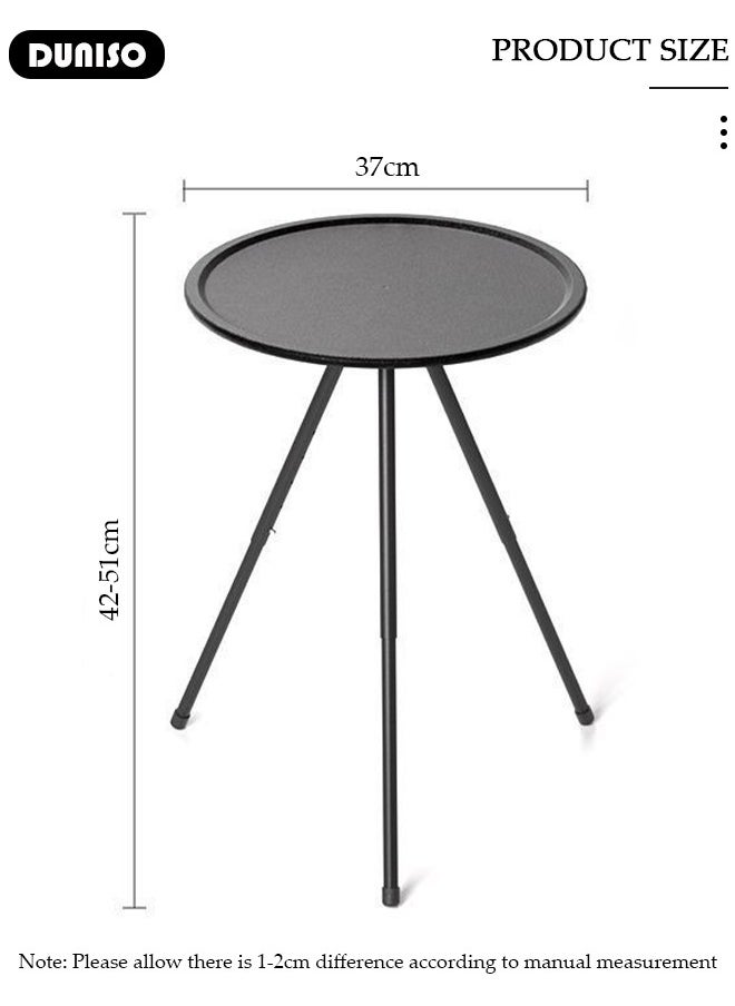DUNISO Adjustable Outdoor Folding Table, Compact Aluminum Alloy Camping Round Table, Portable Liftable Picnic Camping Table with Storage Bag for Outdoor Picnic Fishing Barbecue Mini Round Table for Living Room, Home Office,Coffee Table,Side Table,Camping Table  - Image 4