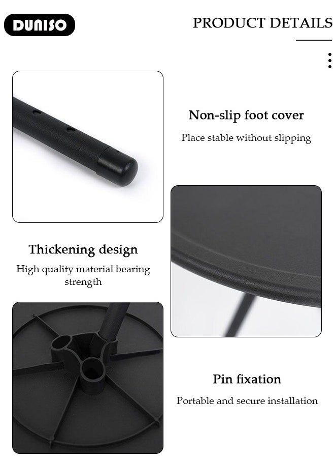 DUNISO Adjustable Outdoor Folding Table, Compact Aluminum Alloy Camping Round Table, Portable Liftable Picnic Camping Table with Storage Bag for Outdoor Picnic Fishing Barbecue Mini Round Table for Living Room, Home Office,Coffee Table,Side Table,Camping Table  - Image 2