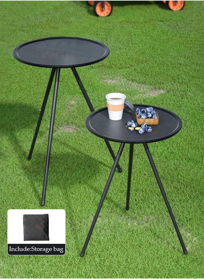 DUNISO Adjustable Outdoor Folding Table, Compact Aluminum Alloy Camping Round Table, Portable Liftable Picnic Camping Table with Storage Bag for Outdoor Picnic Fishing Barbecue Mini Round Table for Living Room, Home Office,Coffee Table,Side Table,Camping Table  - Image 1