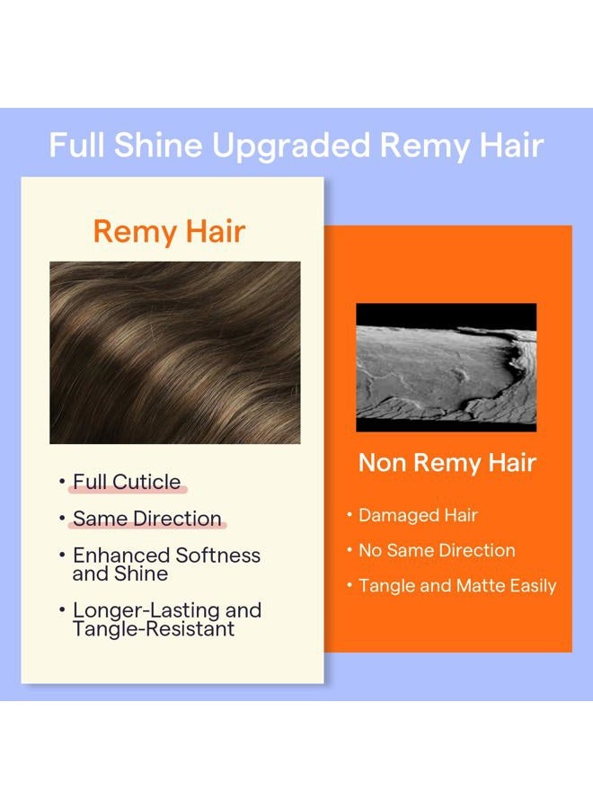 Full Shine Clip in Hair Extensions Ombre 14 Inch Human Hair Clip in Extensions Double Weft Brown Balayage Color 2 to 8 Highlight 2 Dark Brown Clip in Remy Hair Extensions 100 Gram 7 Pcs - Image 5