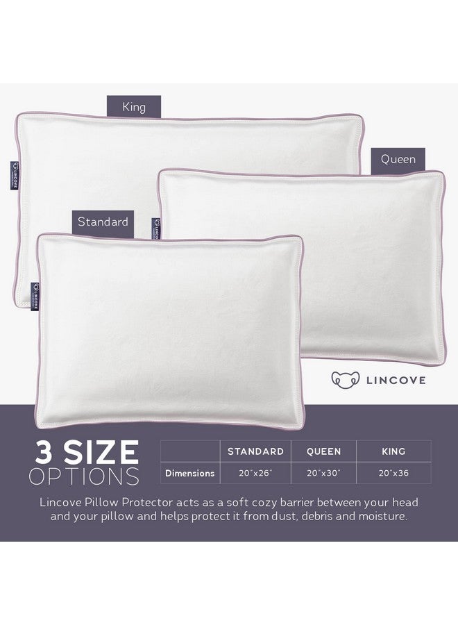 Lincove Lincove 100% Cotton Sateen Pillow Protector Cover - Zipper Pillow Cover - 500 Thread Count Luxury Cotton - Zippered Dust Pillow Protector Bed Pillow Case, Standard, 20”x26” - 2 Pack  - Image 4
