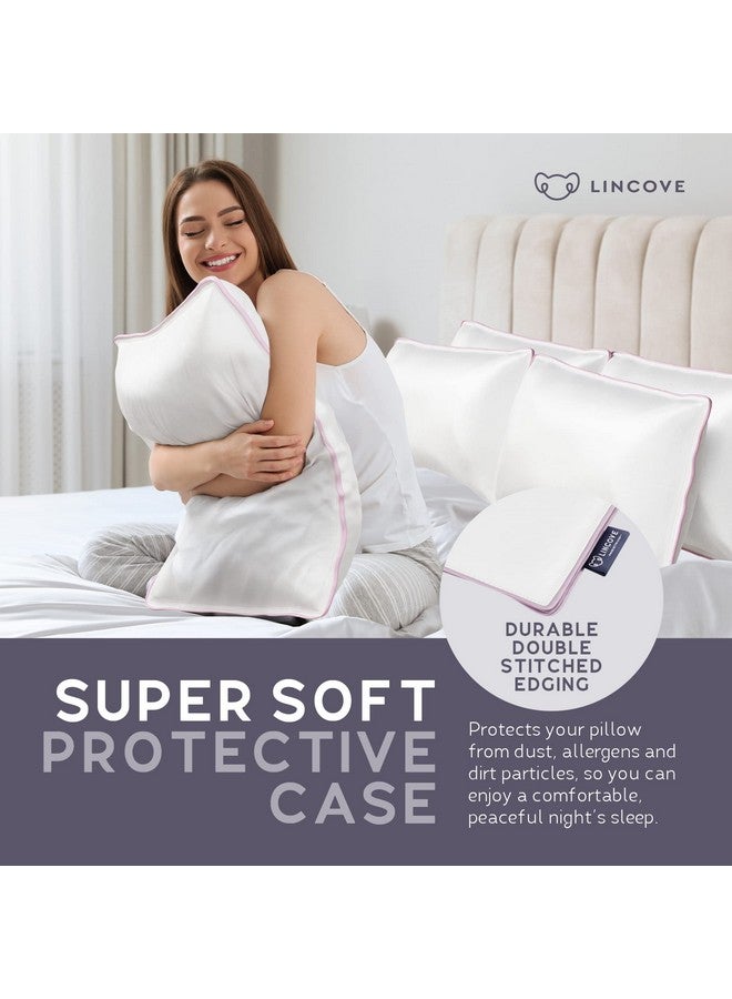Lincove Lincove 100% Cotton Sateen Pillow Protector Cover - Zipper Pillow Cover - 500 Thread Count Luxury Cotton - Zippered Dust Pillow Protector Bed Pillow Case, Standard, 20”x26” - 2 Pack  - Image 3