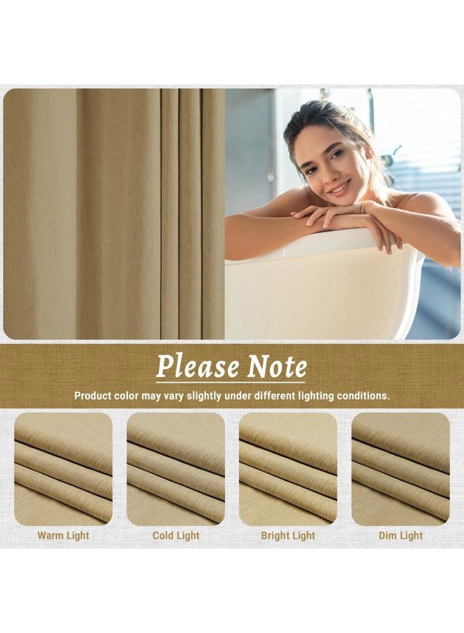 WONICY No Hook Shower Curtain with Snap in Liner, Polyester Textured Shower Curtain with Liner Set, Waterproof Washable Hotel Style Shower Curtains for Bathroom, 71Wx74H, Khaki - Image 5
