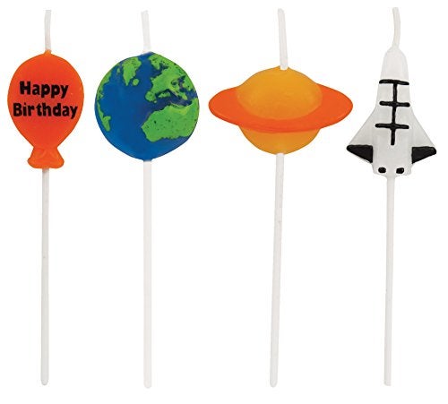 Creative Converting Space Birthday Pick Candles Blue/Green/Orange/Multicolor, 3" - Image 3