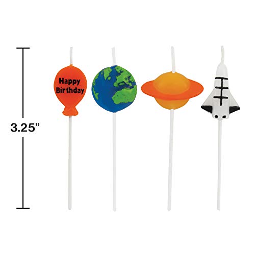 Creative Converting Space Birthday Pick Candles Blue/Green/Orange/Multicolor, 3" - Image 2