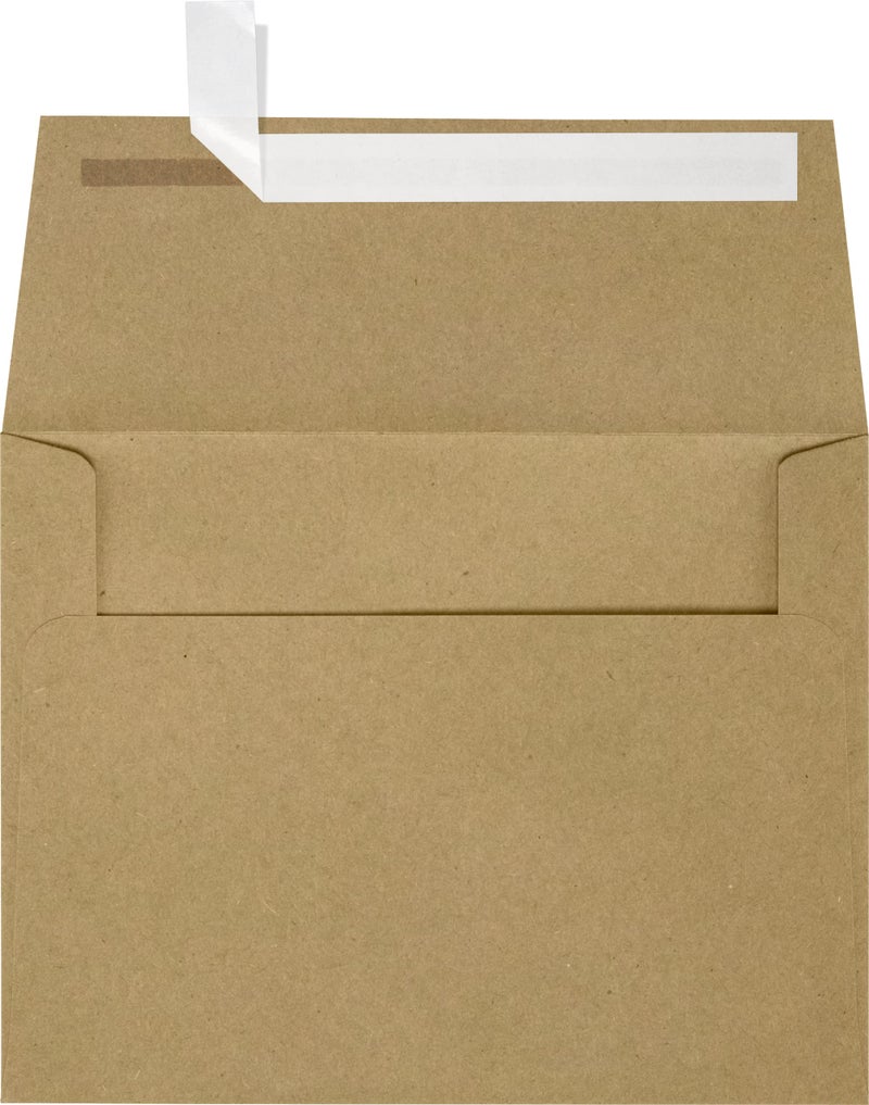 LUXPaper A7 Invitation Envelopes for 5x7 Cards | Peel & Press | 5 1/4" x 7 1/4" | Grocery Bag Brown | 70lb. Text | 50 Qty. - Image 1
