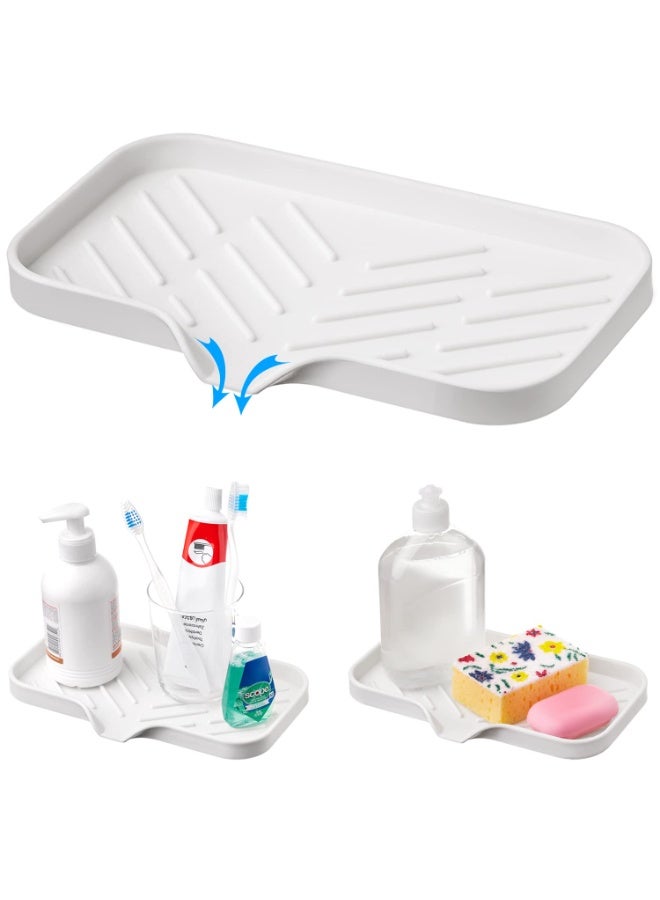 HOMESTAR 1 Pc Cream Silicone Sponge Holder | Sink Tray for Sponges and Soap Organization | 9.45 x 5.51inch - Image 1