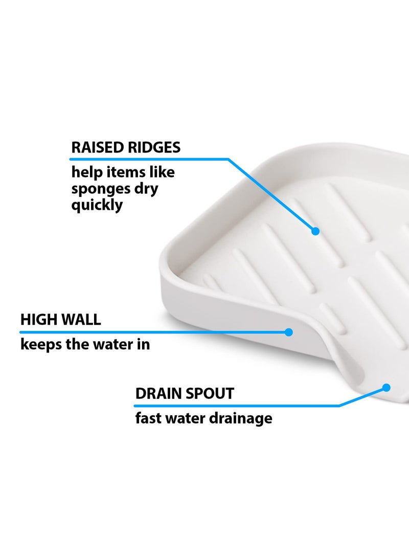 HOMESTAR 1 Pc Cream Silicone Sponge Holder | Sink Tray for Sponges and Soap Organization | 9.45 x 5.51inch - Image 3