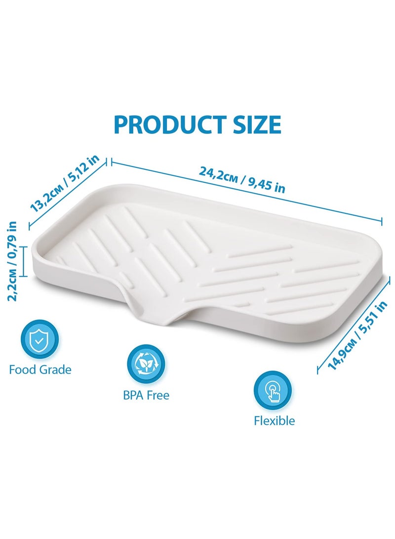HOMESTAR 1 Pc Cream Silicone Sponge Holder | Sink Tray for Sponges and Soap Organization | 9.45 x 5.51inch - Image 2