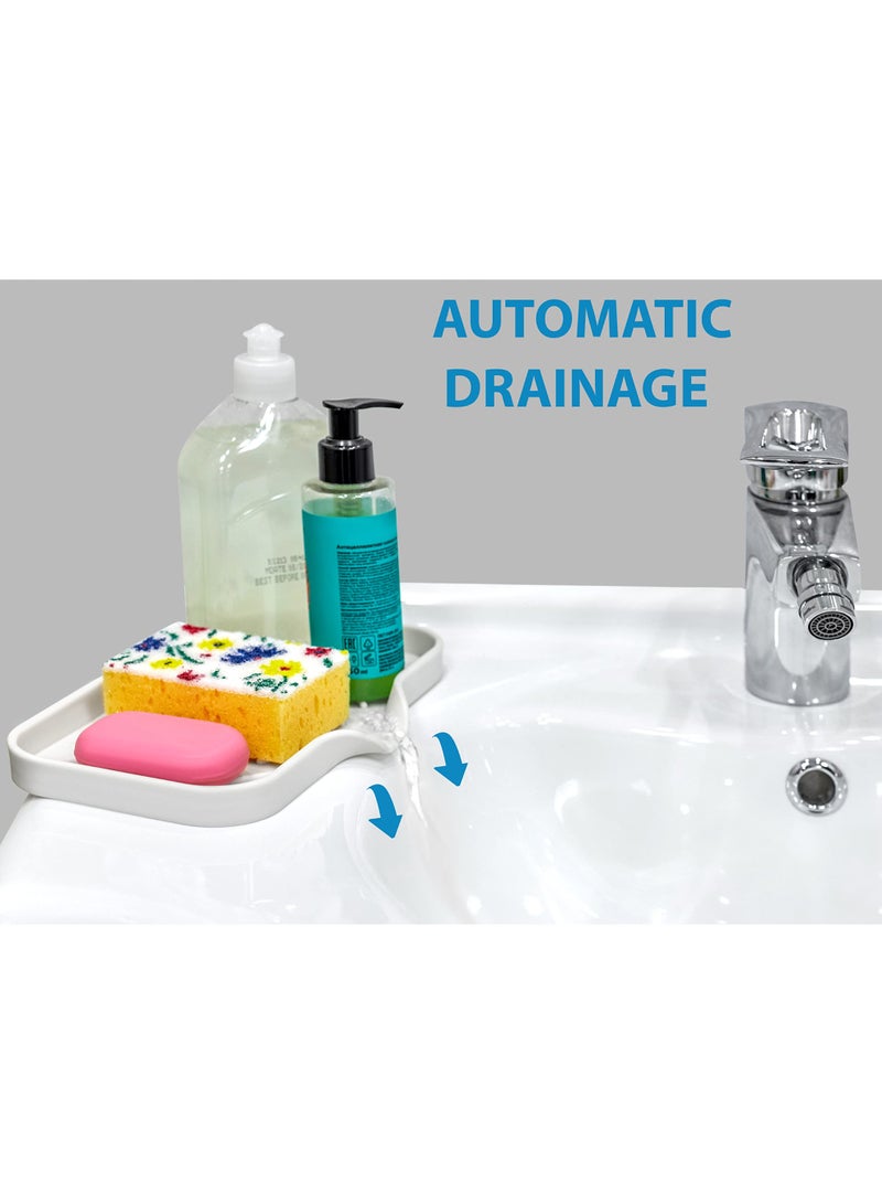 HOMESTAR 1 Pc Cream Silicone Sponge Holder | Sink Tray for Sponges and Soap Organization | 9.45 x 5.51inch - Image 5