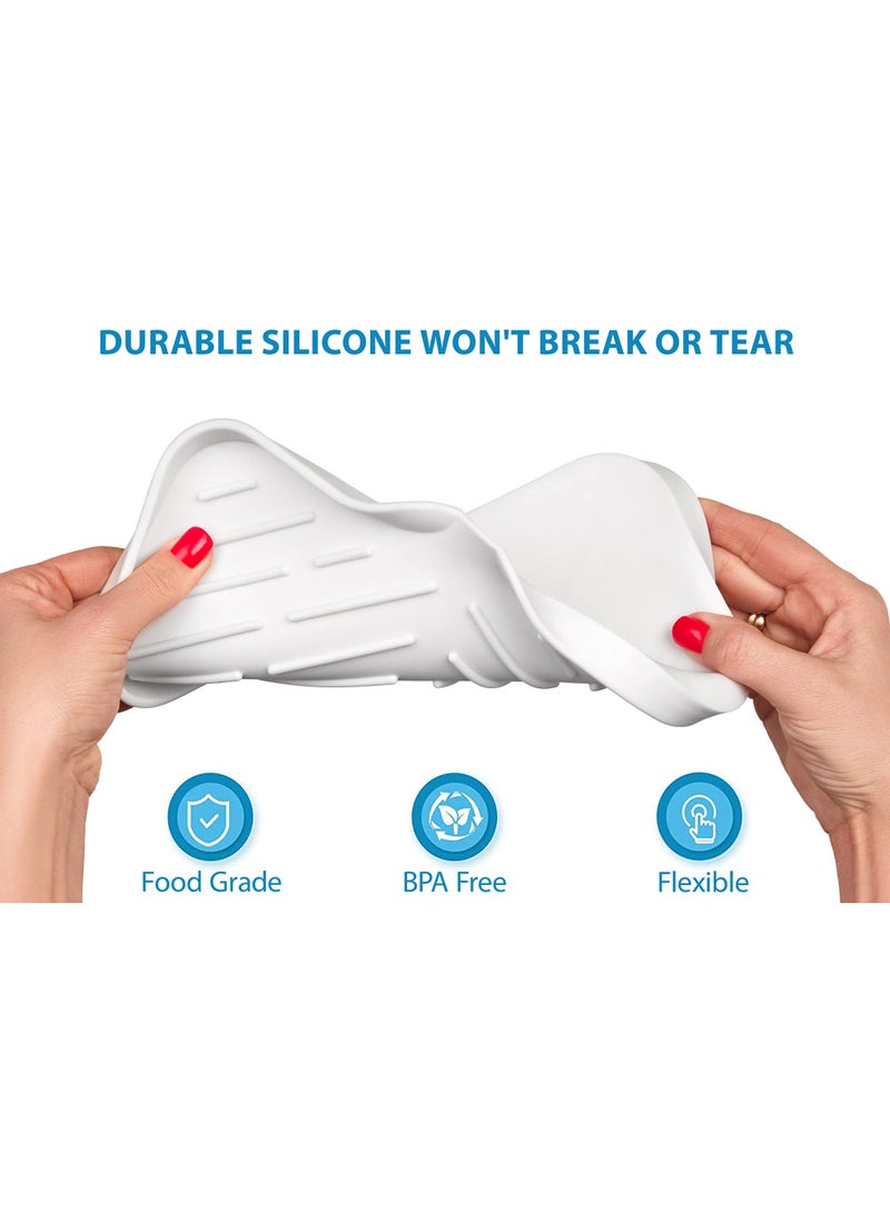 HOMESTAR 1 Pc Cream Silicone Sponge Holder | Sink Tray for Sponges and Soap Organization | 9.45 x 5.51inch - Image 4