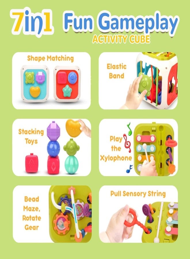 ISTOSY Baby Sorter Toy 7-in-1 Baby Montessori Sensory Toy Colorful Activity Cube for Kids Boys Girls Educational Learning Games - Image 2