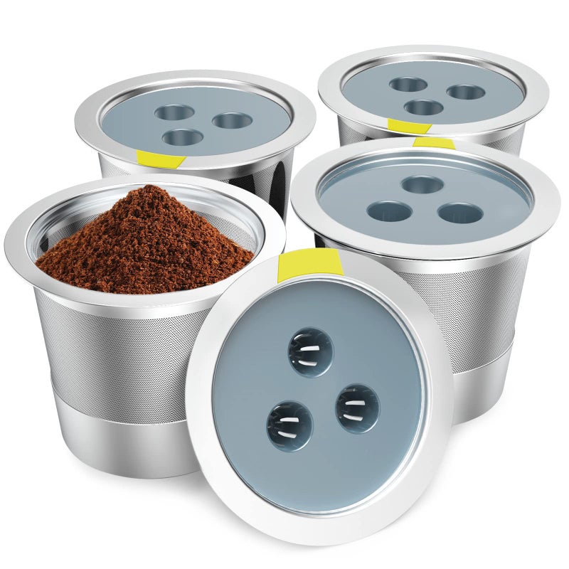 YEOSEN Reusable K Cups Compatible with Ninja Coffee Maker,Stainless Steel 4 Pack Reusable Coffee Pods,Permanent K Cups Coffee Filters Fit for Ninja CFP201 CFP 300 CFP305 CFP307 CFP400 (4Pack) - Image 1