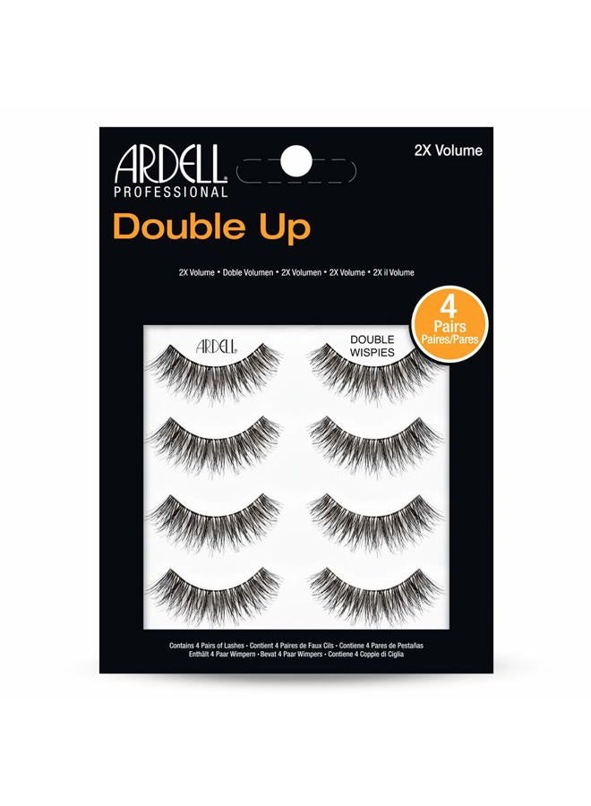 ARDELL Double Up Wispies False Eyelashes, Dramatic Full Volume Wispy Lashes, Reusable and Easy to Apply, Black, 4 Pairs - Image 1
