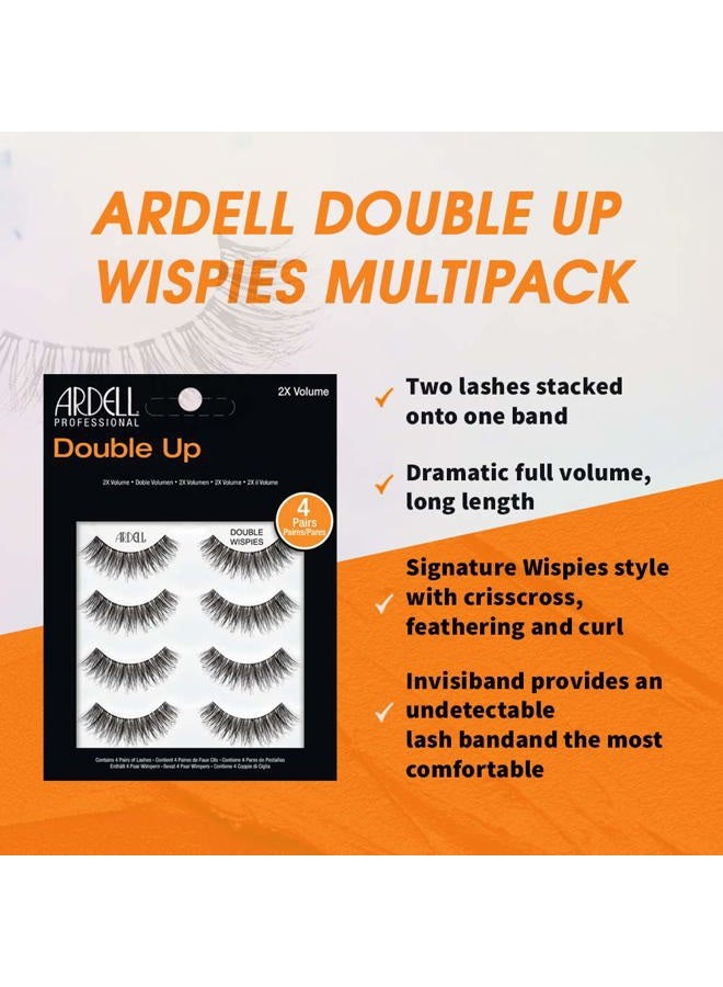 ARDELL Double Up Wispies False Eyelashes, Dramatic Full Volume Wispy Lashes, Reusable and Easy to Apply, Black, 4 Pairs - Image 3
