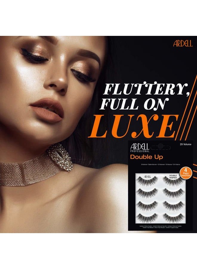 ARDELL Double Up Wispies False Eyelashes, Dramatic Full Volume Wispy Lashes, Reusable and Easy to Apply, Black, 4 Pairs - Image 2