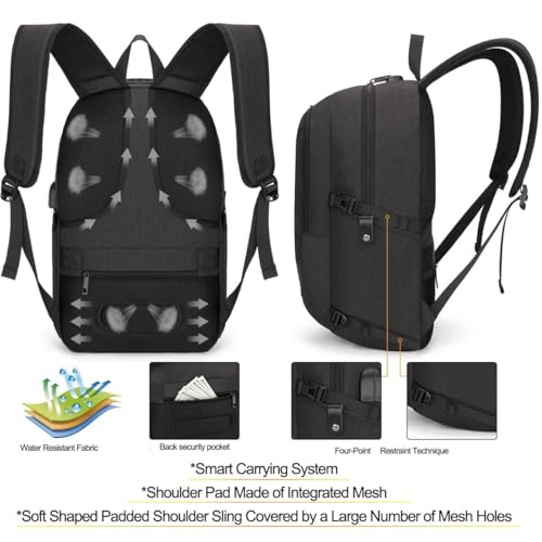 Tzowla Travel Laptop Backpack Water Resistant Anti-Theft Bag with Giant Tumbler Holder Pocket and Lock 17.3 Inch Computer Business Backpacks for Women Men Work College Gift,Casual Daypack(Black) - Image 2