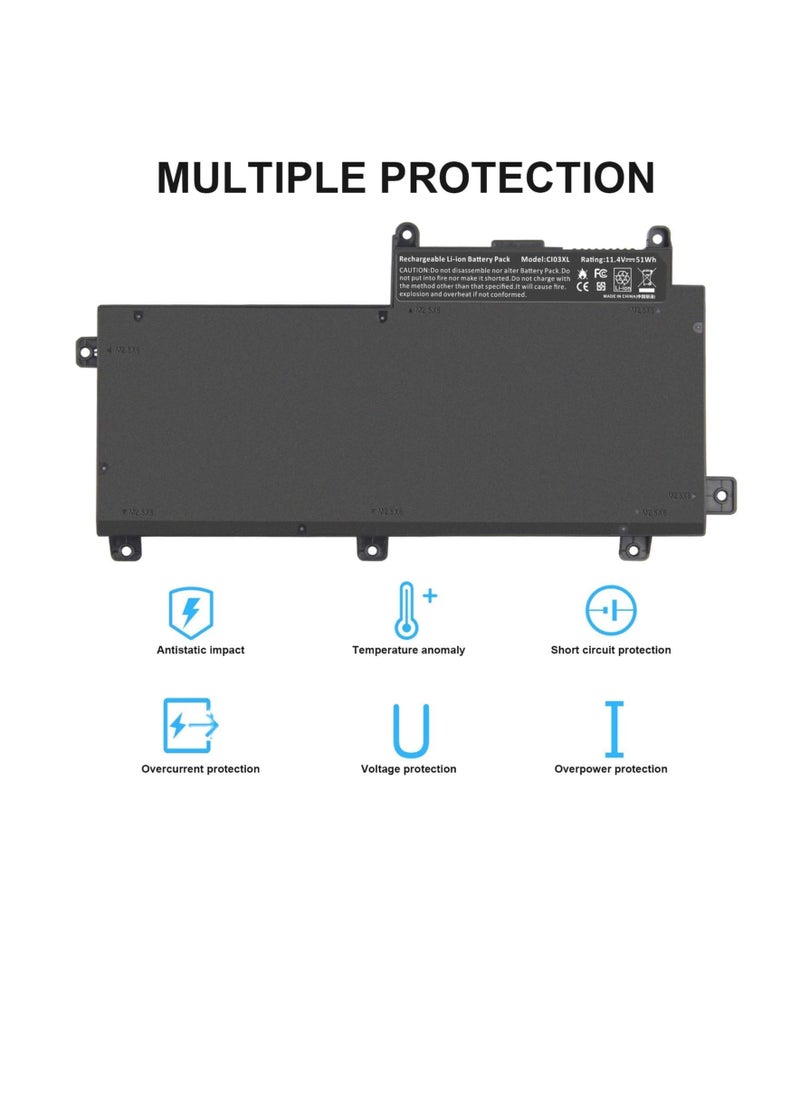 Zexen - CI03 CI03XL Battery for HP ProBook 640 650 645 655 G2 G3 T7B31AA CI03048XL CIO3 CIO3XL HSTNN-UB6Q LB6T 801554-001 801517-831 801517-541 HSTNN-I66C-4 HSTNN-I66C-5H HSTNN-I66C-5U - Image 1