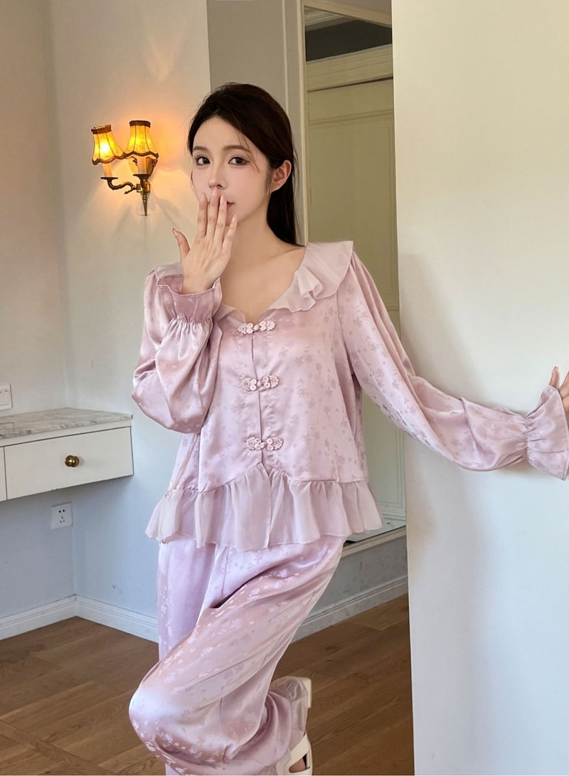 KUYING New Two-Piece Set Of Ice Silk Pajamas - Image 1