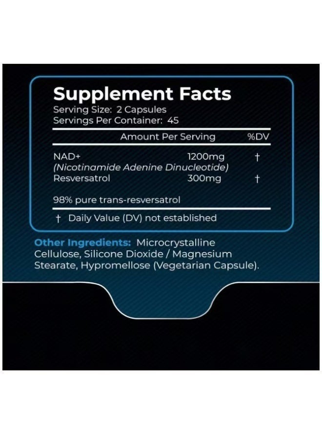 ريسفيراترول مكمل NAD، 1500 مجم - مكمل NAD+ ليبوسومي مع ريسفيراترول، NAD Plus Boosting - يدعم صحة الخلايا والقدرة على التحمل والشيخوخة الصحية - كبسولات فائقة القوة، 90 كبسولة - Image 5