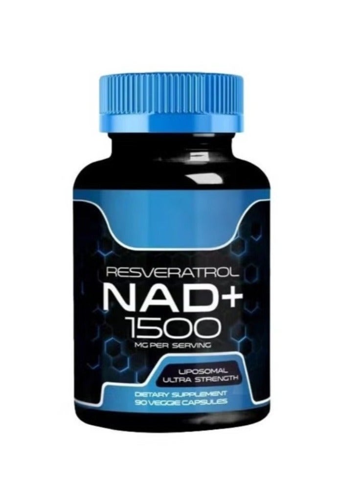 ريسفيراترول مكمل NAD، 1500 مجم - مكمل NAD+ ليبوسومي مع ريسفيراترول، NAD Plus Boosting - يدعم صحة الخلايا والقدرة على التحمل والشيخوخة الصحية - كبسولات فائقة القوة، 90 كبسولة - Image 1