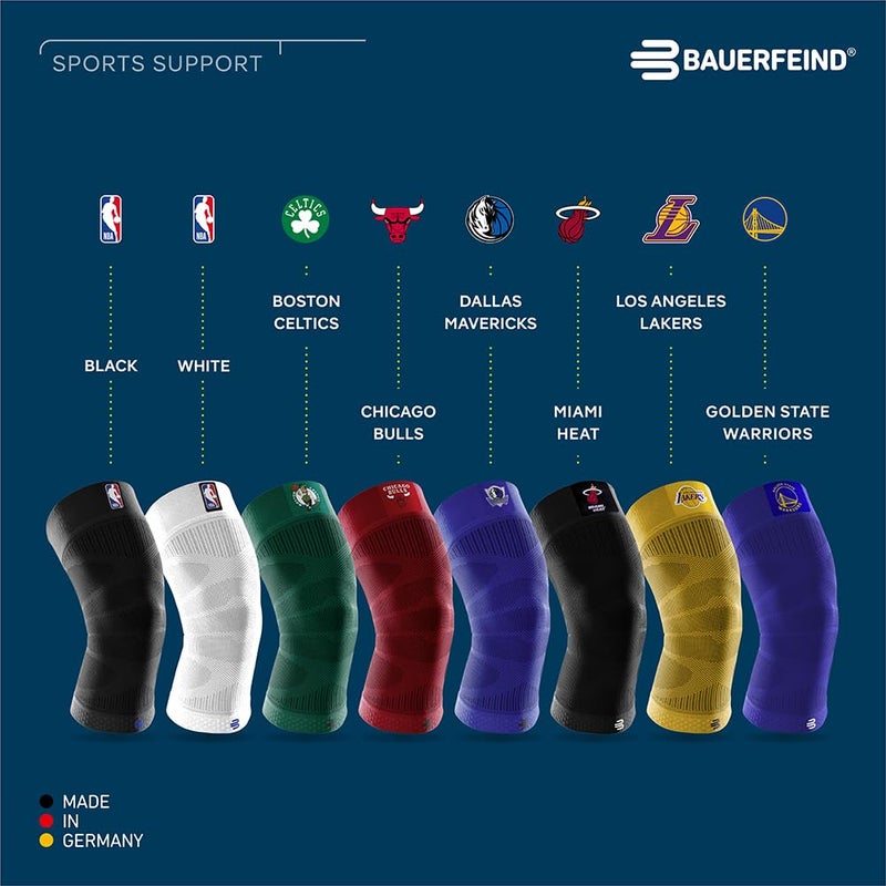 Bauerfeind Sports Compression Knee Support NBA - Lightweight Design with Gripping Zones for Basketball Knee Pain Relief & Performance with Team Designs (Black, M) - Image 3