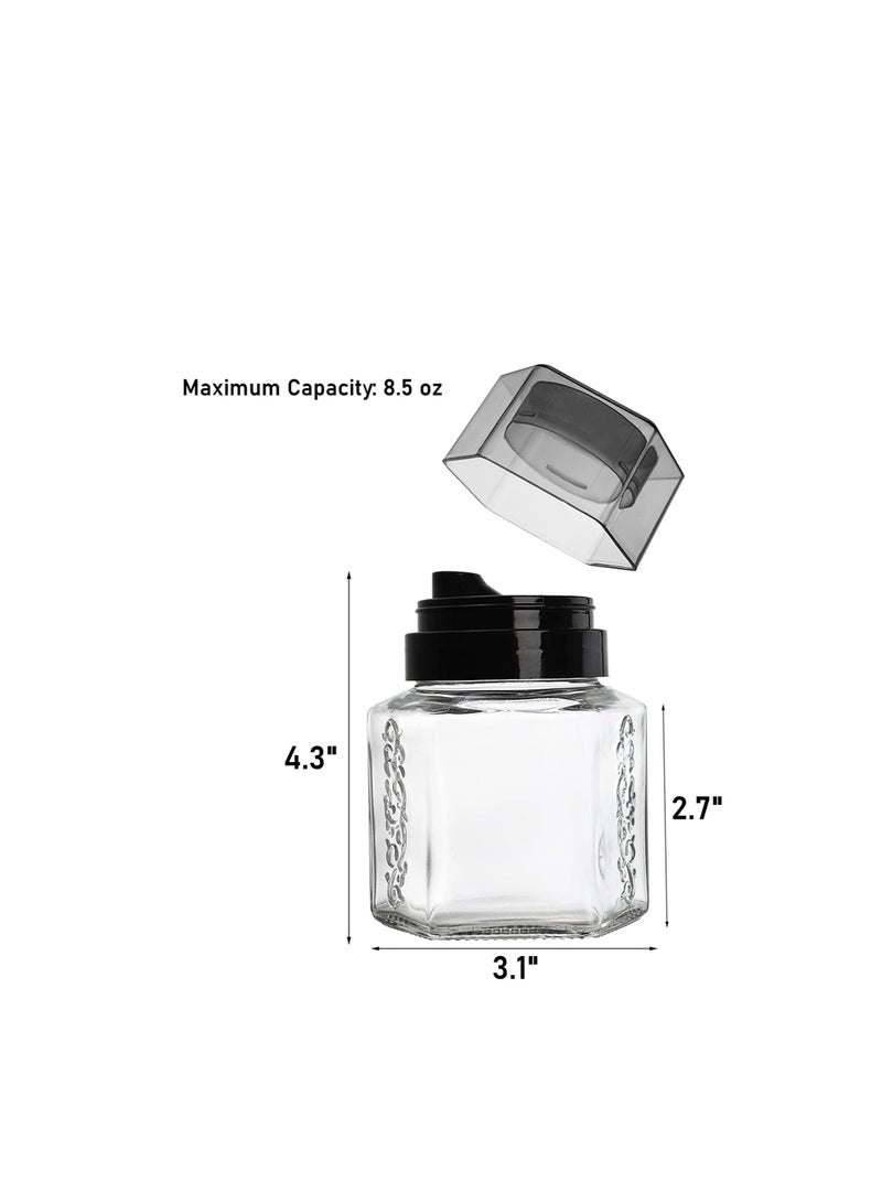 شو وو 6 Pack Glass Honey Dispenser Oil Cruet, No Drip Olive and Vinegar Maple Syrup Jars Crystal Salad Dressing Container Bottle with Cap for Kitchen Soy Sauce 8.5Oz - Image 3