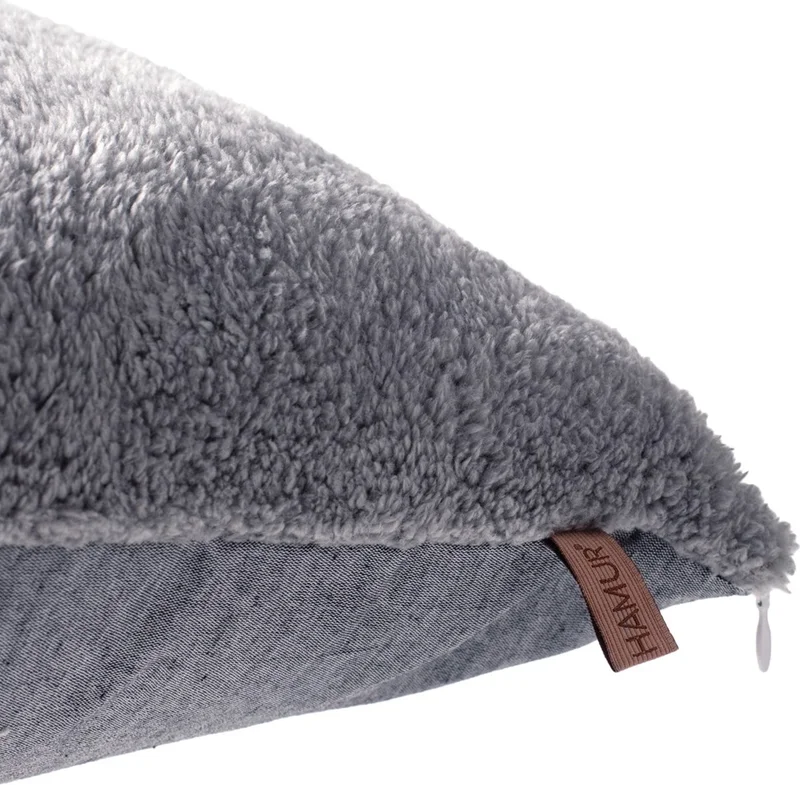 هامور Dough Scandinavian Bohemian 2 Pack Teddy Puffy Throw Pillow Cover Gray