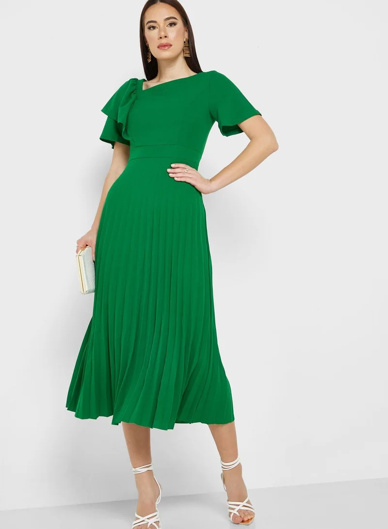 Ella Pleated Flounce Dress