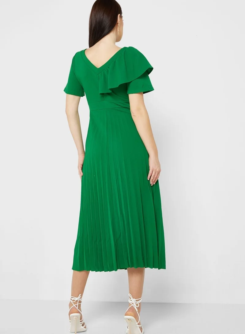 Ella Pleated Flounce Dress