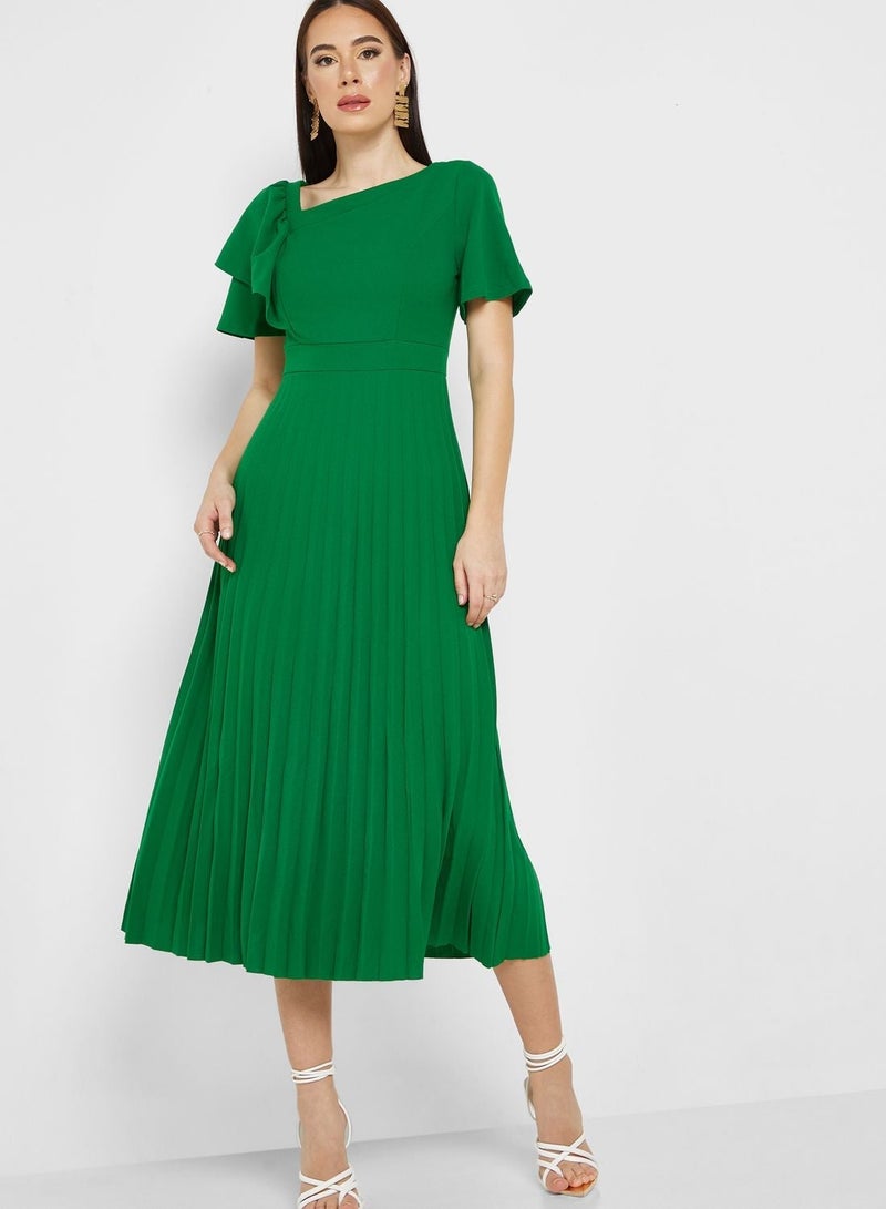 ELLA Pleated Flounce Dress - Image 4