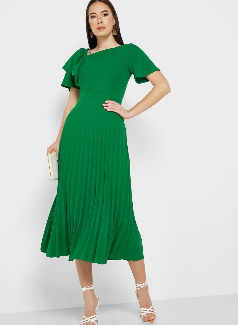 ELLA Pleated Flounce Dress - Image 5