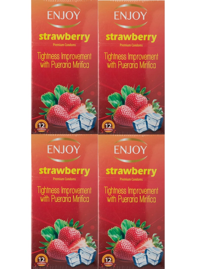 Generic Pack Of 4 Strawberry Premium Condom Pack 12 Count 