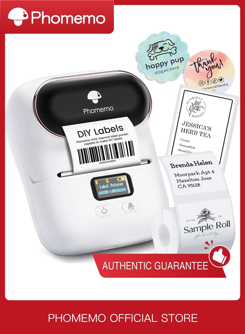 phomemo M110 Portable Wireless Thermal Label Printer, Bluetooth Label Maker Machine for iOS & Android Phone, Barcode Printer for Clothing, Jewellery, Retail, Home, with 1 Roll 40x30mm Label  - Image 1