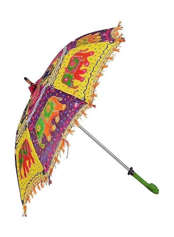 SAMARIYA Colorful Design Rajasthani Elephant Print Embroidery Work Umbrella For Photo Shoot, Celebration, Party, Events Party Decoration,and Home Decor,etc (2 pcs Umbrella) - Image 3