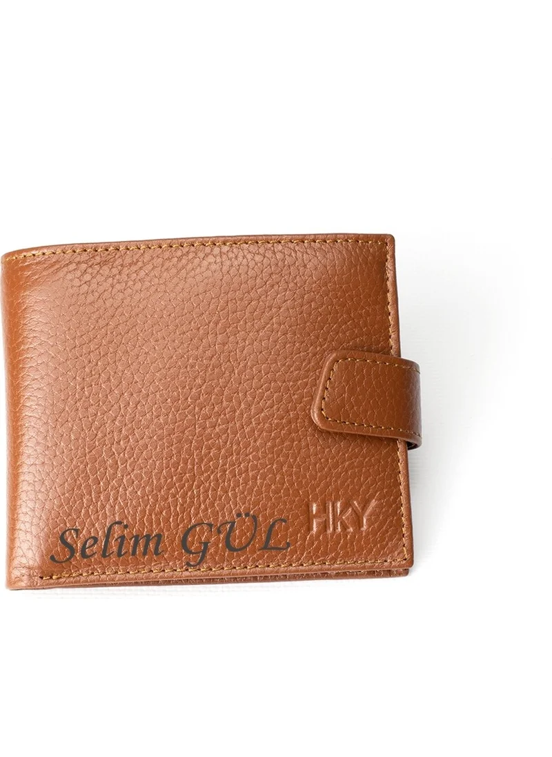 Hky Leather External Snap Detail Side Model Personalized Men's Wallet