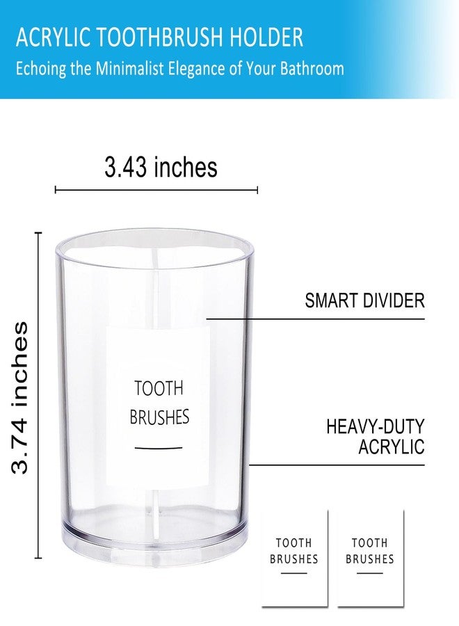 onsogi Acrylic Toothbush Hoder with White Divider for Bathroom Decor, Thick Clear Plastic Electronic Toothbrush and Toothpaste Organizer Stand for Bathroom Vanity Countertops, Bathroom Essentials Accessories - Image 2