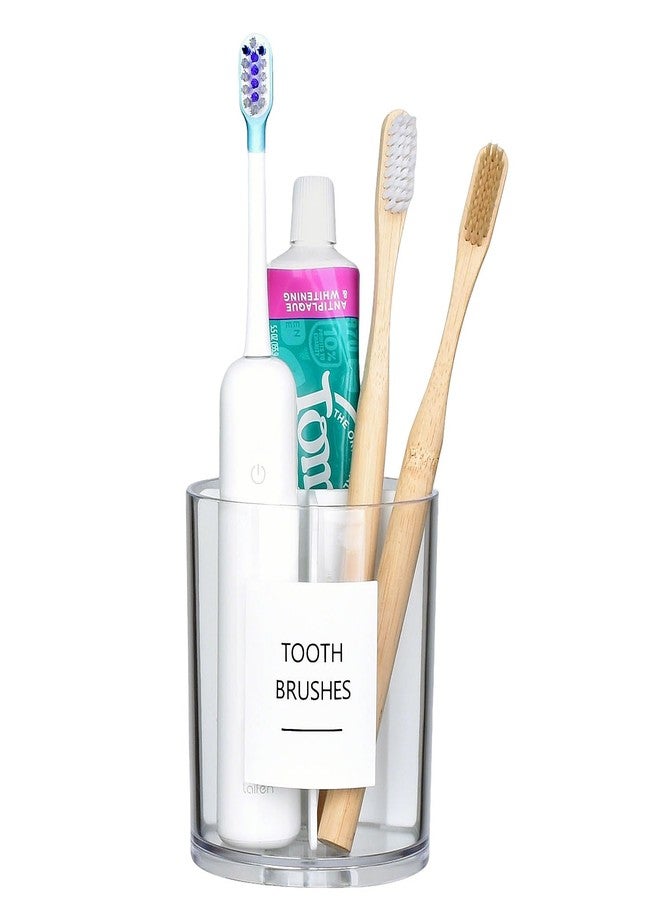 onsogi Acrylic Toothbush Hoder with White Divider for Bathroom Decor, Thick Clear Plastic Electronic Toothbrush and Toothpaste Organizer Stand for Bathroom Vanity Countertops, Bathroom Essentials Accessories - Image 1