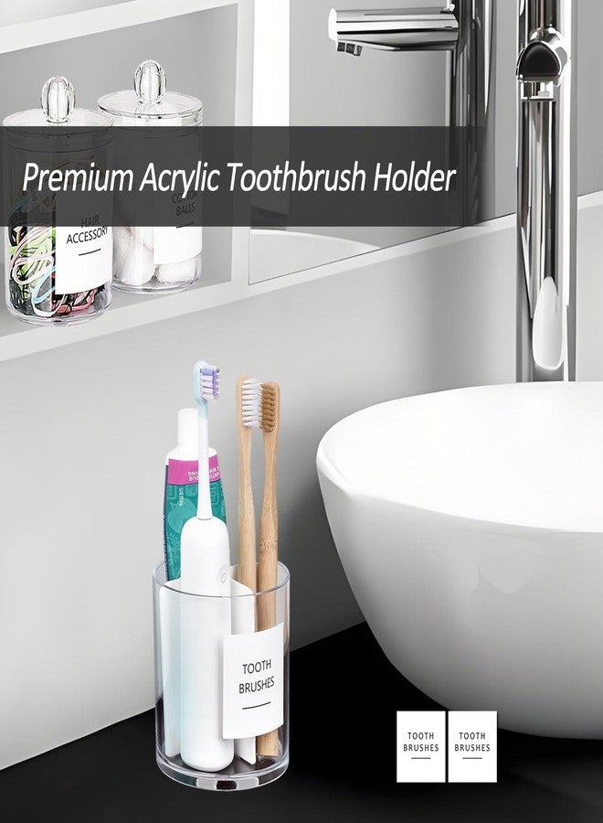 onsogi Acrylic Toothbush Hoder with White Divider for Bathroom Decor, Thick Clear Plastic Electronic Toothbrush and Toothpaste Organizer Stand for Bathroom Vanity Countertops, Bathroom Essentials Accessories - Image 4